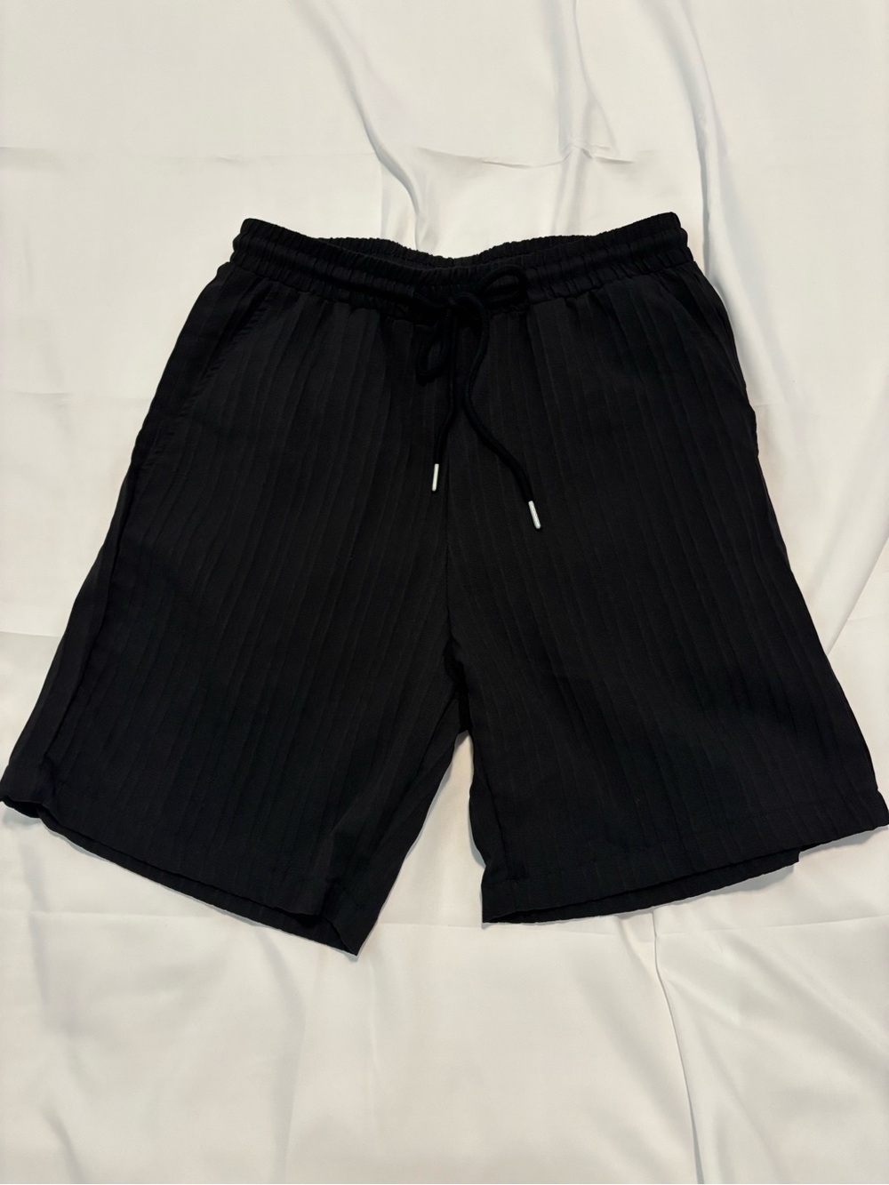 NFINITY Black Pleated Athletic Drawstring Shorts